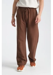 Redline بنطلون رجالي من الكتان المريح - مقاس فضفاض من Saga