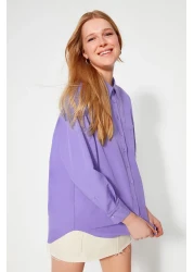  Collection Light Purple Single Pocket Boyfriend/Wide Fit Cotton Woven Shirt TWOAW20GO0115
