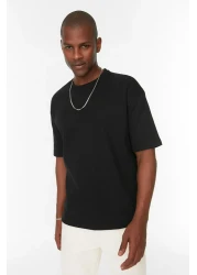  Collection Black Oversize Short Sleeve Basic T-Shirt Tmnss22Ts00049