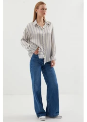 Bigdart 3964 Model - Light and Flowy Satin Shirt, F.Gray