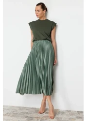  Collection Mint Pleated Maxi Stretchy Knitted Skirt TWOSS24ET00041