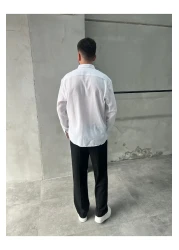 DİFRANSEL Comfortable Regular Fit Linen White Shirt