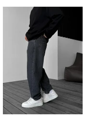 BYBASICMAN أنثراسايت مغسول فضفاض جان Dp-ke