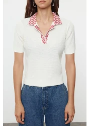  Collection Ecru Collar Patterned Blouse Twoaw24Bz00011