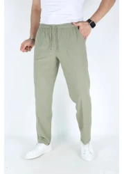 BEYAZTOPTAN بنطال رياضي قطني مريح ومطاط باللون الأخضر للجنسين