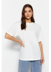  Collection تيشيرت محبوك من القطن 100% بريميوم إكرو مطبوع مريح/واسع ومريح TWOSS23TS00374