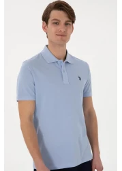 U.S. Polo Assn. US Polo Assn. تي شيرت رجالي بقصة ضيقة باللون الأزرق الفاتح - GTP04IY024 DMLS