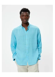 Koton Long Sleeve Linen Shirt - Classic Collar and Buttons