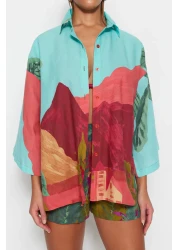  Collection Cotton Landscape Print Shirt and Shorts Beach Set - Tbess22Au0040