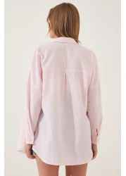 Happiness İstanbul Women's Light Pink Oversize Long Basic Shirt DD00842