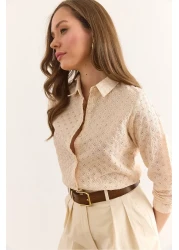 Olalook قميص إكرو نسائي ذو قصة عادية GML-19001332