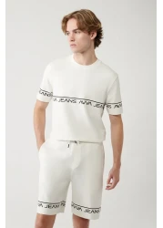 Avva تي شيرت رجالي أبيض مطبوع برقبة دائرية وناعم الملمس A41y1329