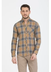 Klothy قميص رجالي بأكمام طويلة وجيب واحد بقصة ضيقة 2559