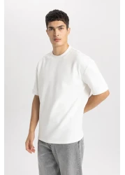 Defacto Oversize Wide Fit Crew Neck Heavy Fabric Basic Solid Short Sleeve T-Shirt B6494Ax24Sp