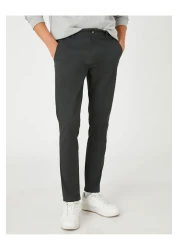 Koton Basic Chino Trousers with Button Pocket Detail