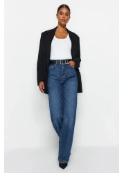  Collection Dark Blue High Waist Wide Leg Wide Leg Jeans Twoaw24Je00074