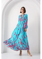 Bigdart فستان أزرق ثلجي 2423 منقوش أصلي