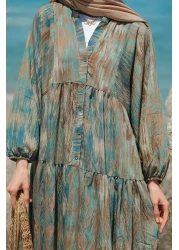 LOCCO Women's Wind Texture Patterned Dress Green