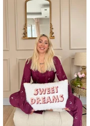 Pijamaevi Plum Moon Star Patterned Bamboo Dressing Gown Women's Pajamas Set