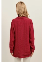 Olalook قميص فيسكوز كاجوال نسائي أحمر صغير منقط OLA-G10654