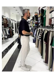 Higo Man بنطلون رجالي من القطن والكتان بقصة Boyfriend