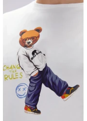 Bad Bear تي شيرت ناش وايت للرجال مطبوع تي شيرت أبيض للرجال