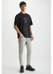 GRIMELANGE تي شيرت RAMADANP017 للرجال مصنوع من القطن بنسبة 100% برقبة دائرية ومطبوع باللون الأسود