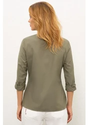 U.S. Polo Assn. قميص أخضر بأكمام طويلة أساسي