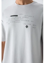 Tommy Life Stone Cotton Thick Soft Textured Oversize Fit Printed Men's T-Shirt - 88326