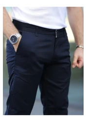 BASEL.CO Slim Fit Thin Summer Chino Linen Trousers