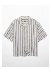American Eagle AE Poolside Linen-Blend Button-Up Shirt