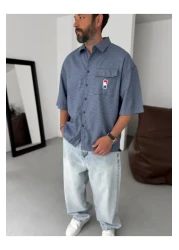 BYBASICMAN Blue Plaid Pocket Detailed Shirt Bs-002