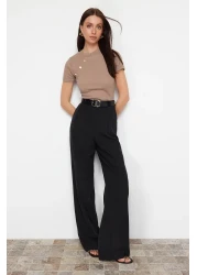  Collection Mink Button Detailed Ribbed Fitted/Fitted Stretch Knitted Blouse TWOSS24BZ00536