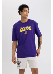 Defacto NBA Los Angeles Lakers Boxy Fit Short Sleeve T-Shirt - Crew Neck S9221AZ24SM