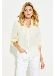  Collection Cotton Yellow Lace Detailed Shirt - Regular Fit TWOAW21GO0077