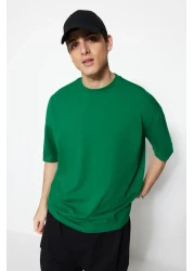 Collection Green Oversize Back Printed 100% Cotton Short Sleeve T-Shirt - TMNSS23TS00168
