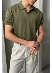 HYMAN تي شيرت تريكو بياقة بولو قطنية كبيرة الحجم للرجال