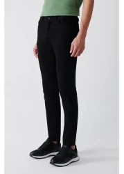 Avva Men's Black Flexible 5-Pocket Canvas Trousers E 003055