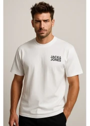 Jack & Jones Crew Neck Logo Printed T-Shirt-Corplogo White