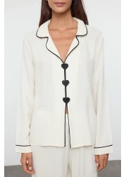  Collection White Heart Embroidered Bias Tape Viscose Woven Pajama Set Thmaw25Pt00179