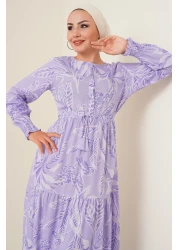 Bigdart 2145 Patterned Hijab Dress - Lilac
