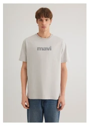 Mavi Logo Back Printed Gray T-Shirt Loose Fit / Loose Relaxed Cut 0612522 -70074