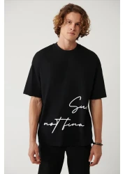 Avva Men's Black 100% Cotton Crew Neck Printed T-Shirt A41Y1038