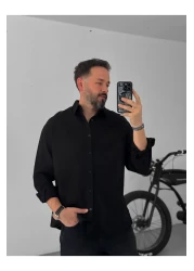 BYBASICMAN Black Flame Long Sleeve Shirt Yp-5001