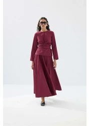 Tailors Room Tie Detailed Suit - Claret Red