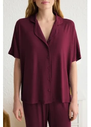  Collection Dark Cherry Comfortable Molded Viscose Maternity Pajama Set