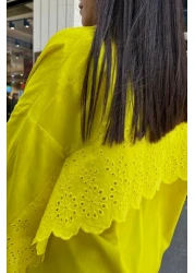 Qaju Women's Oversize Shirt with Scallop Detail on the Back