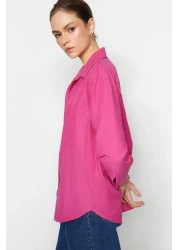  Collection Fuchsia Single Pocket Boyfriend/Wide Fit Cotton Woven Shirt TWOAW20GO0115