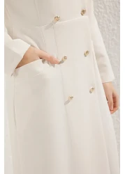  Modest فستان من القماش المنسوج بأزرار باللون البيج TCTSS25EB00027