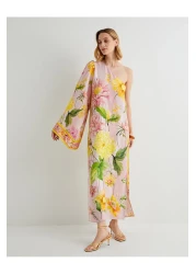 Koton One Shoulder Floral Viscose Dress - X Tuba Unusal Slit